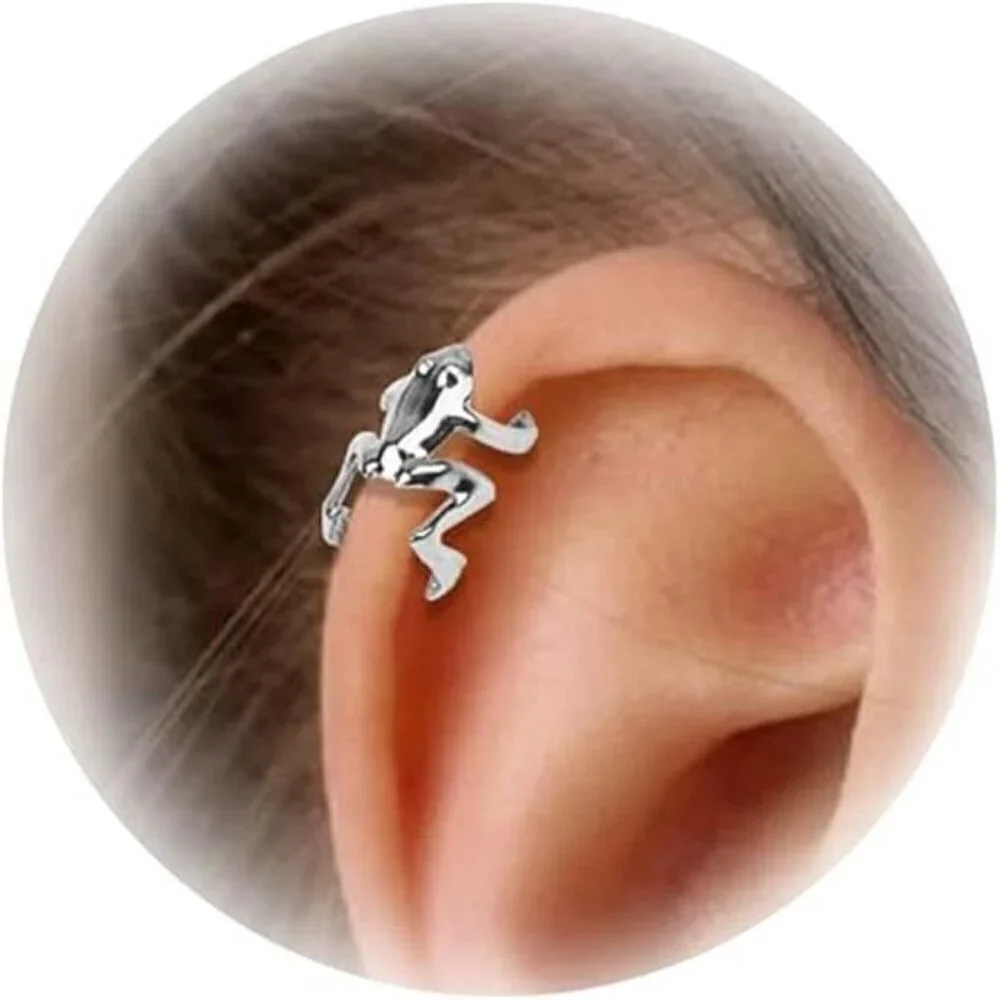 Frog Earrings Cuff Silver Cute Animal Jewelry for Women Accessory Gift